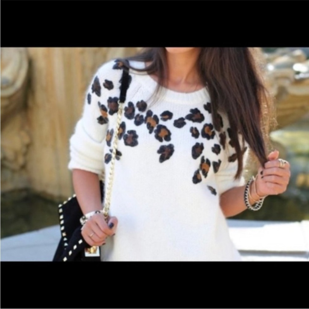 Sandro Paris Pink Angora Blend Cheetah Print Size Small Size 1